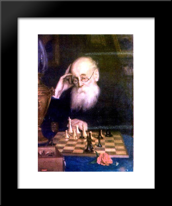 Portrait Of Chess Player A. D. Petrova 20x24 Black Modern Wood Framed Art Print Poster by Myasoyedov, Grigoriy