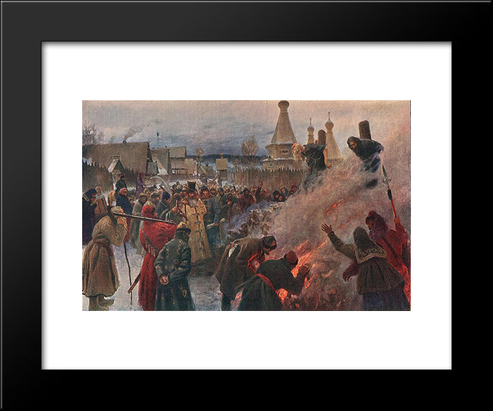 The Burning Of Archpriest Avvakum 20x24 Black Modern Wood Framed Art Print Poster by Myasoyedov, Grigoriy