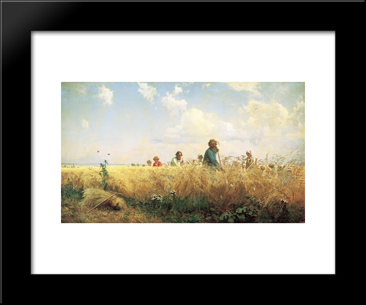 Time Of Harvesting (Mowers) 20x24 Black Modern Wood Framed Art Print Poster by Myasoyedov, Grigoriy