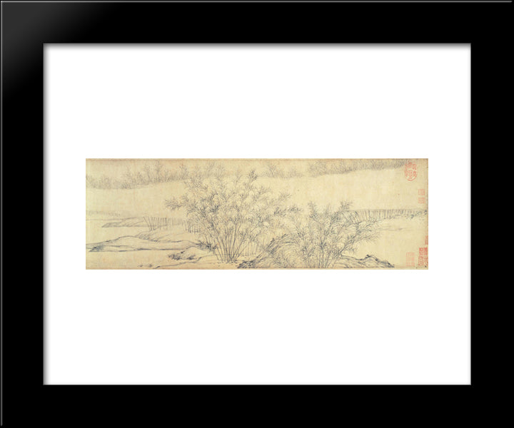 Bamboo Groves In Mist And Rain (Detail) 20x24 Black Modern Wood Framed Art Print Poster by Daosheng, Guan
