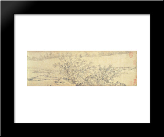 Bamboo Groves In Mist And Rain (Detail) 20x24 Black Modern Wood Framed Art Print Poster by Daosheng, Guan