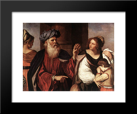 Abraham Casting Out Hagar And Ishmael 20x24 Black Modern Wood Framed Art Print Poster by Guercino