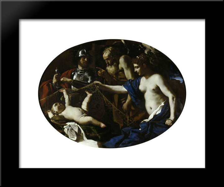 An Allegory With Venus, Mars, Cupid And Time 1626 20x24 Black Modern Wood Framed Art Print Poster by Guercino