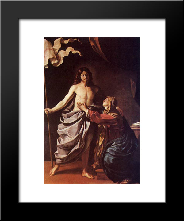 Apparition Of Christ To The Virgin 1630 20x24 Black Modern Wood Framed Art Print Poster by Guercino