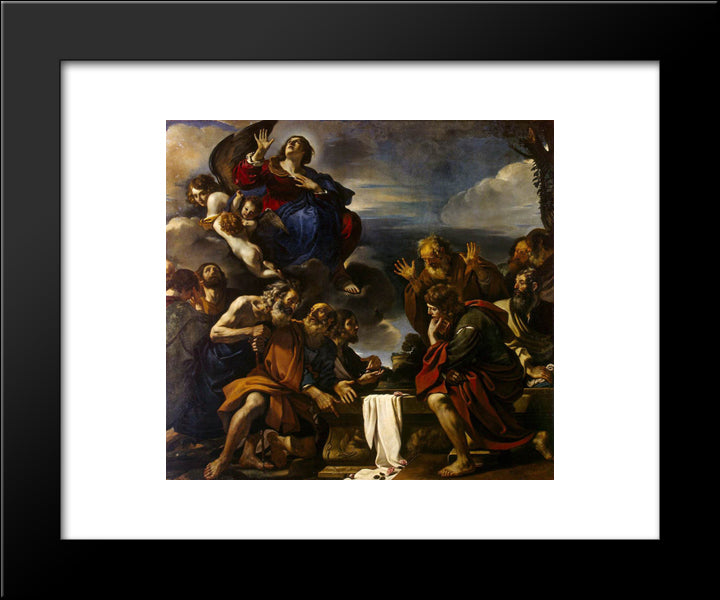 Assumption Of The Virgin 20x24 Black Modern Wood Framed Art Print Poster by Guercino