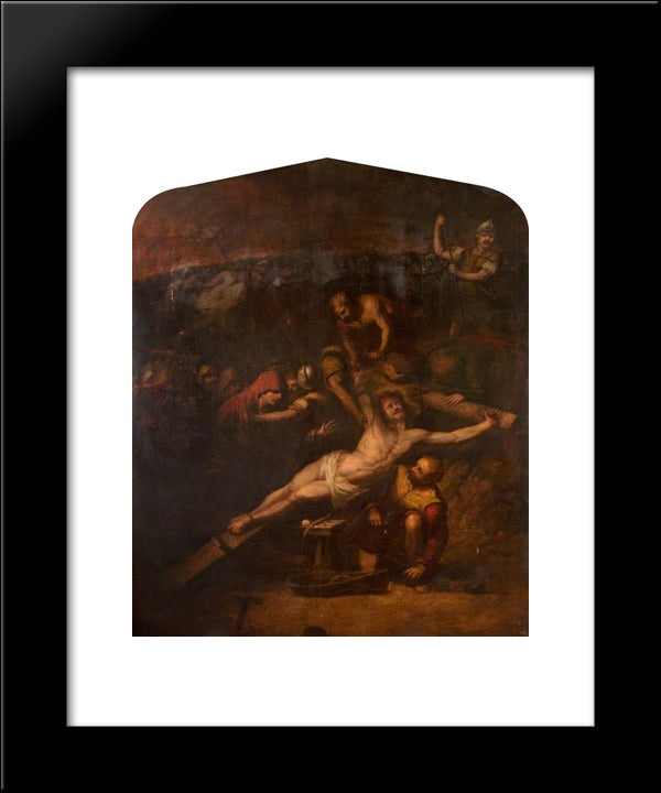 Crucifixion 20x24 Black Modern Wood Framed Art Print Poster by Guercino