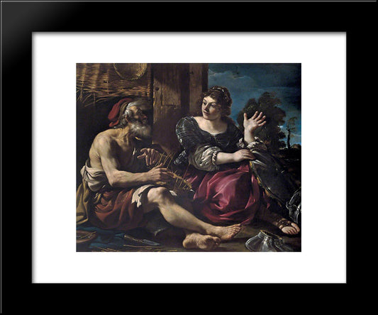 Erminia And The Shepherd 20x24 Black Modern Wood Framed Art Print Poster by Guercino