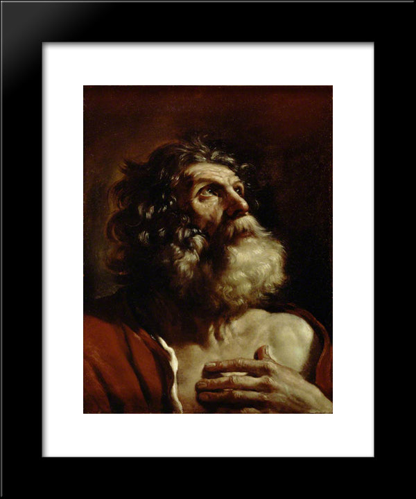 Head Of An Old Man 20x24 Black Modern Wood Framed Art Print Poster by Guercino