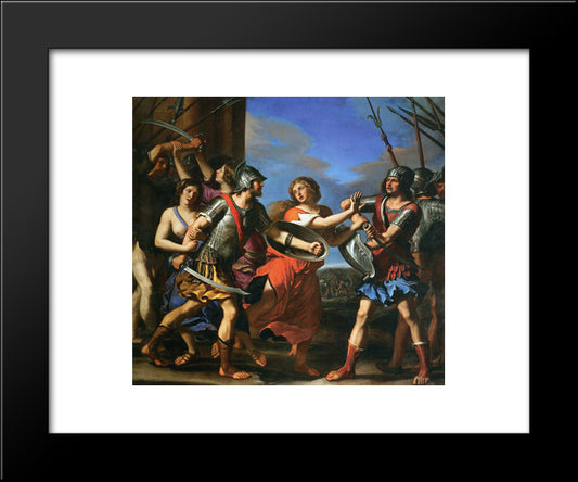 Hersilia Separating Romulus And Tatius 20x24 Black Modern Wood Framed Art Print Poster by Guercino