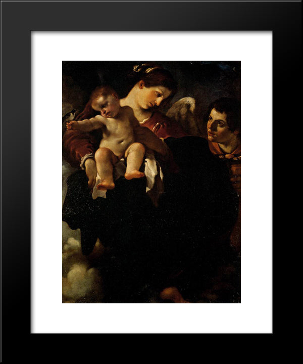 Madonna Of The Swallow 20x24 Black Modern Wood Framed Art Print Poster by Guercino