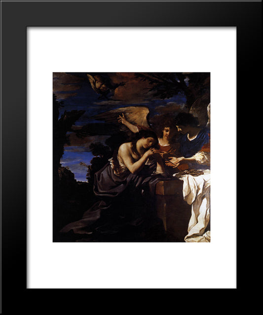 Magdalen And Two Angels 20x24 Black Modern Wood Framed Art Print Poster by Guercino