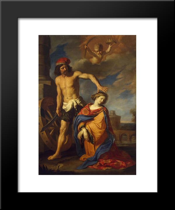 Martyrdom Of St Catherine 20x24 Black Modern Wood Framed Art Print Poster by Guercino