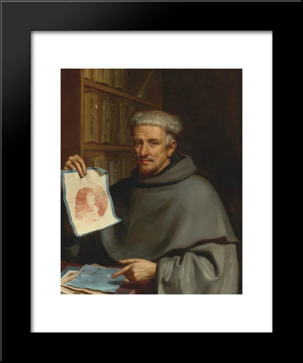 Portrait Of Fra Bonaventura Bisi, Called 'Il Pittorino' 20x24 Black Modern Wood Framed Art Print Poster by Guercino