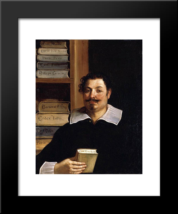 Portrait Of Francesco Righetti 20x24 Black Modern Wood Framed Art Print Poster by Guercino