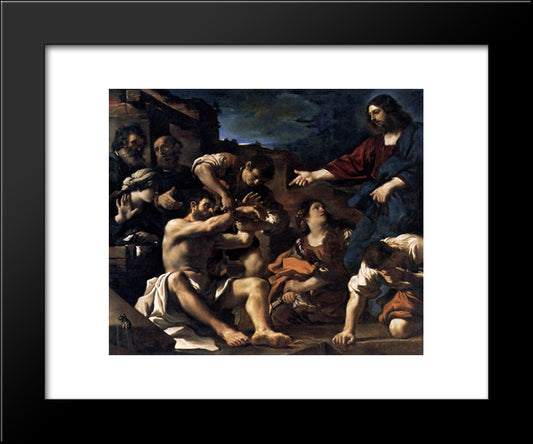 Raising Of Lazarus 20x24 Black Modern Wood Framed Art Print Poster by Guercino