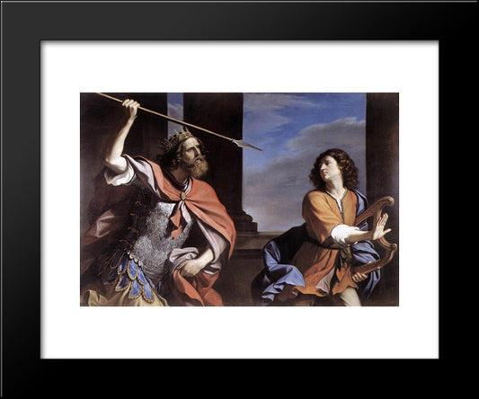 Saul Attacking David 20x24 Black Modern Wood Framed Art Print Poster by Guercino