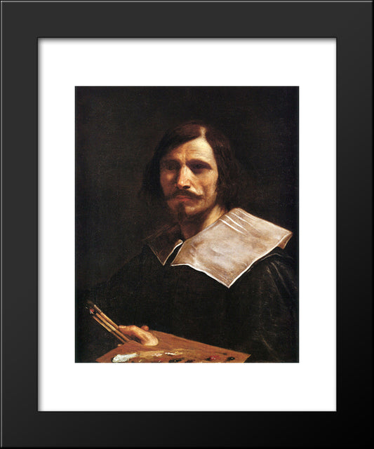 Self Portrait 20x24 Black Modern Wood Framed Art Print Poster by Guercino