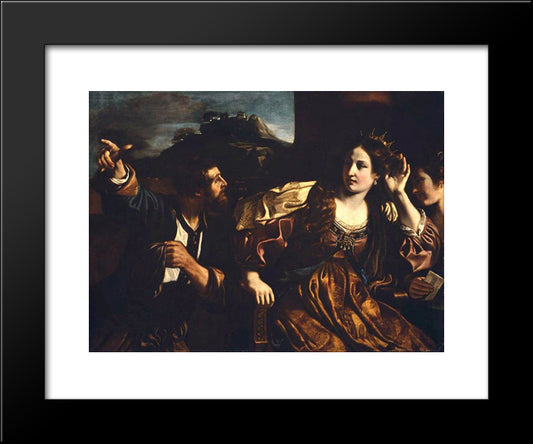 Semiramis Receiving Word Of The Revolt Of Babylon 20x24 Black Modern Wood Framed Art Print Poster by Guercino