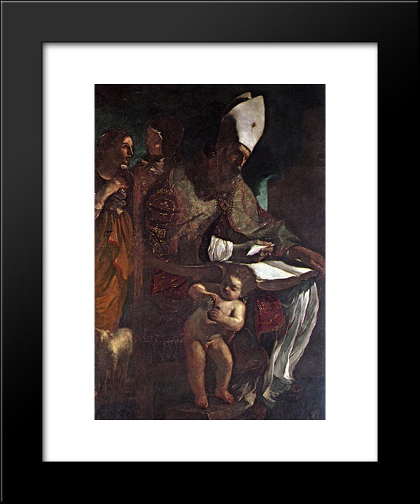 St Augustine 20x24 Black Modern Wood Framed Art Print Poster by Guercino