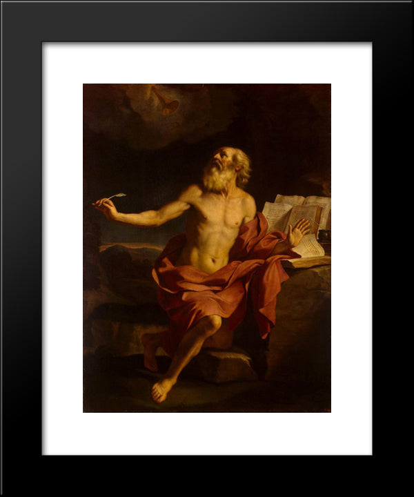 St Jerome In The Wilderness 20x24 Black Modern Wood Framed Art Print Poster by Guercino