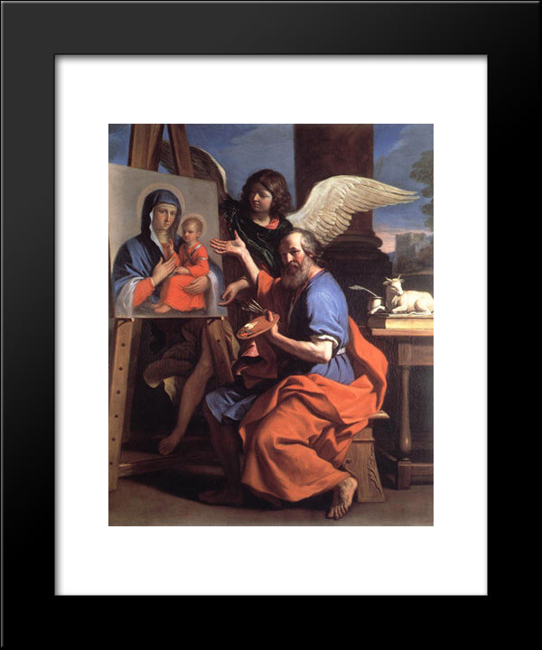 St Luke Displaying A Painting Of The Virgin 20x24 Black Modern Wood Framed Art Print Poster by Guercino