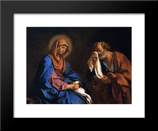 St Peter Weeping Before The Virgin 20x24 Black Modern Wood Framed Art Print Poster by Guercino