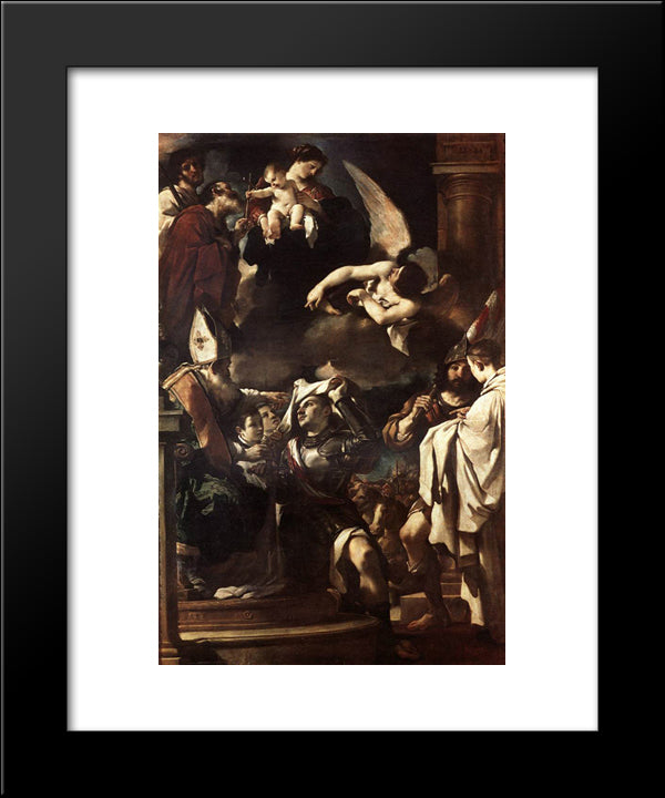 St William Of Aquitaine Receiving The Cowl 20x24 Black Modern Wood Framed Art Print Poster by Guercino