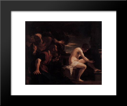 Susanna And The Elders 20x24 Black Modern Wood Framed Art Print Poster by Guercino