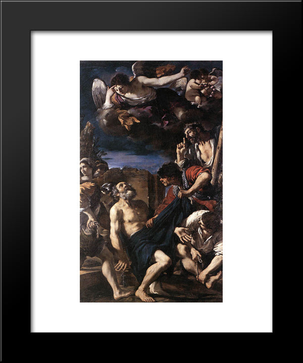 The Martyrdom Of St Peter 20x24 Black Modern Wood Framed Art Print Poster by Guercino