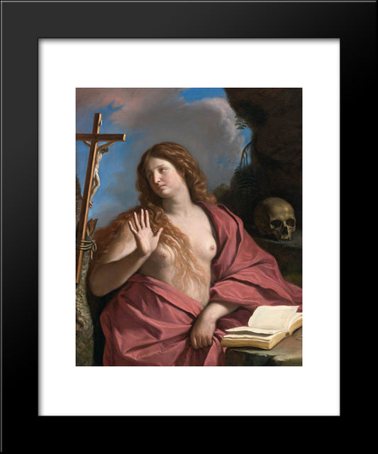 The Penitent Magdalene 20x24 Black Modern Wood Framed Art Print Poster by Guercino