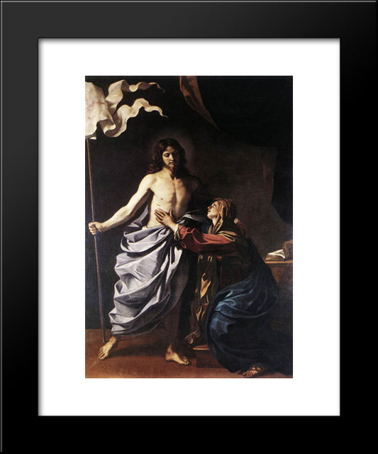 The Resurrected Christ Appears To The Virgin 20x24 Black Modern Wood Framed Art Print Poster by Guercino