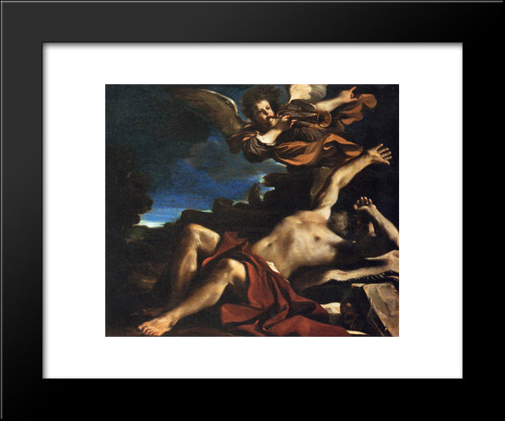 The Vision Of St Jerome 20x24 Black Modern Wood Framed Art Print Poster by Guercino