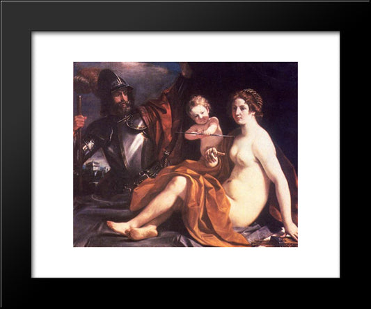 Venus, Mars And Cupid 20x24 Black Modern Wood Framed Art Print Poster by Guercino