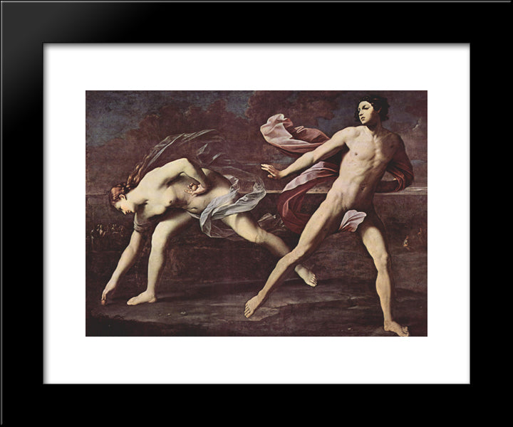 Atalanta And Hippomenes 20x24 Black Modern Wood Framed Art Print Poster by Reni, Guido