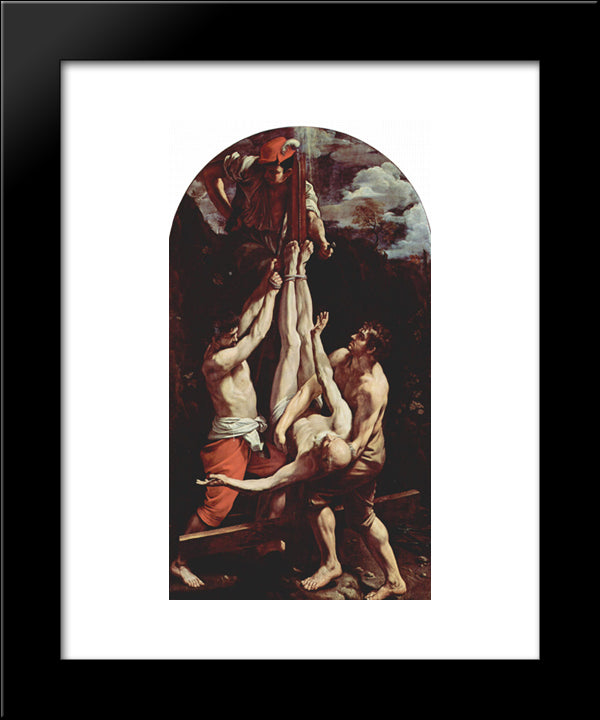 Crucifixion Of St. Peter 20x24 Black Modern Wood Framed Art Print Poster by Reni, Guido