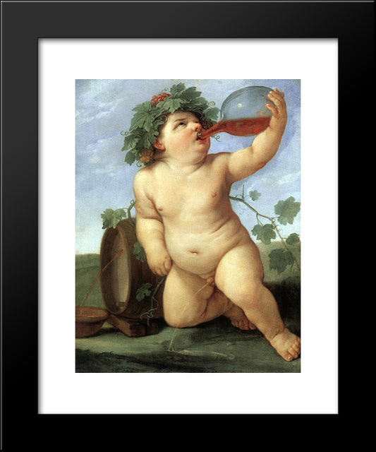 Drinking Bacchus 20x24 Black Modern Wood Framed Art Print Poster by Reni, Guido