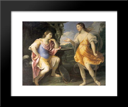 Encounter Of Bradamante And Fiordispina 20x24 Black Modern Wood Framed Art Print Poster by Reni, Guido