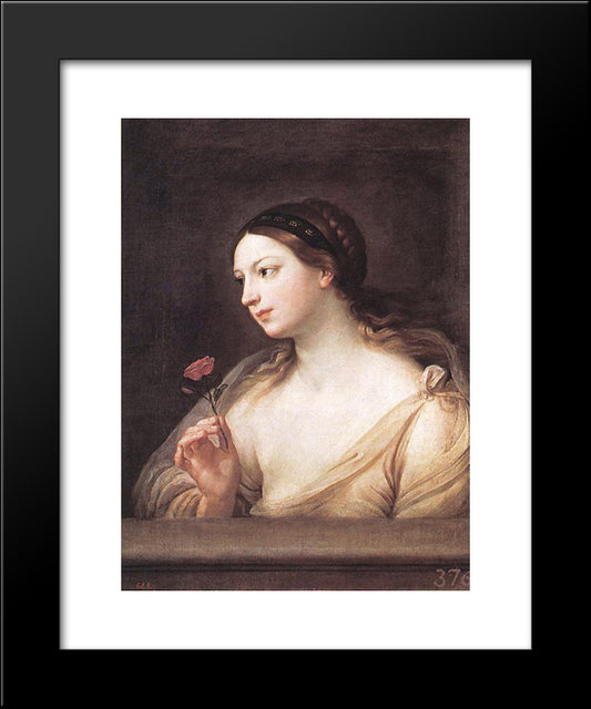 Girl With A Rose 20x24 Black Modern Wood Framed Art Print Poster by Reni, Guido