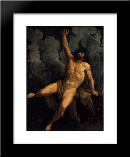 Hercules On The Pyre 20x24 Black Modern Wood Framed Art Print Poster by Reni, Guido
