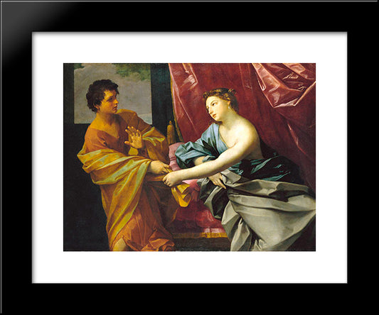 Joseph And Potiphar'S Wife 20x24 Black Modern Wood Framed Art Print Poster by Reni, Guido