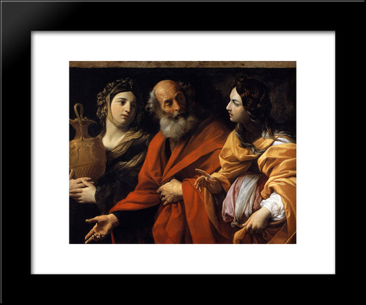 Loth And Her Daughters Fleeing Sodome 20x24 Black Modern Wood Framed Art Print Poster by Reni, Guido