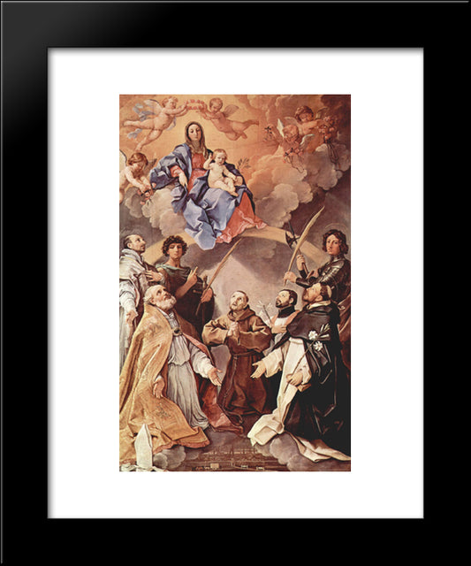 Madonna Enthroned With Saints 20x24 Black Modern Wood Framed Art Print Poster by Reni, Guido