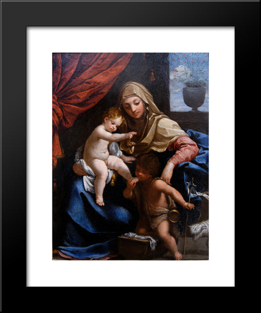 Madonna With Child And St. John The Baptist 20x24 Black Modern Wood Framed Art Print Poster by Reni, Guido