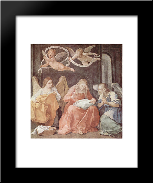 Mary And Angels 20x24 Black Modern Wood Framed Art Print Poster by Reni, Guido