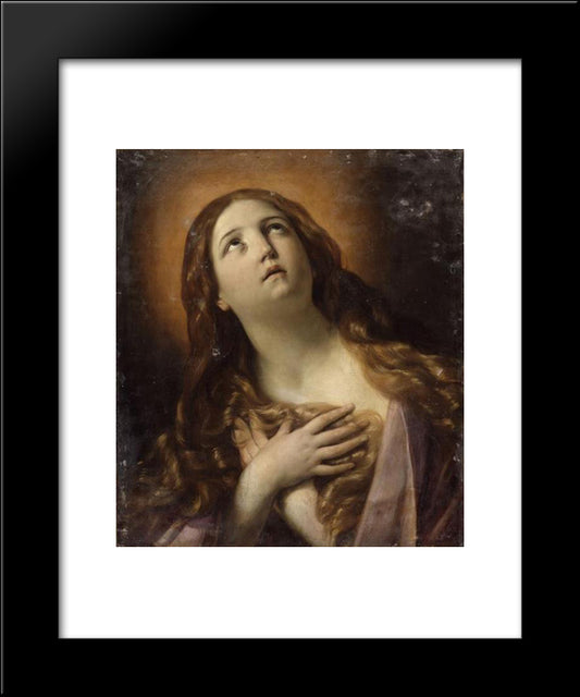 Mary Magdalene In Ecstasy At The Foot Of The Cross 20x24 Black Modern Wood Framed Art Print Poster by Reni, Guido