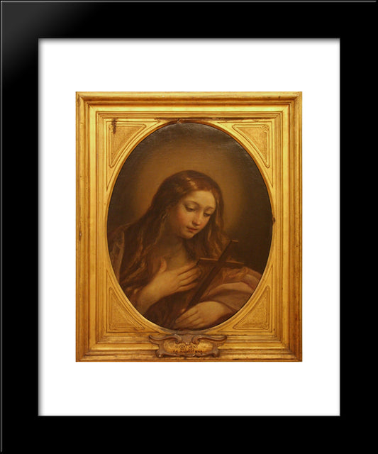 Penitent Magdalene 20x24 Black Modern Wood Framed Art Print Poster by Reni, Guido