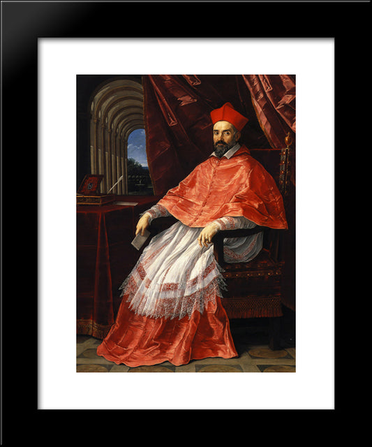 Portrait Of Cardinal Roberto Ubaldini 20x24 Black Modern Wood Framed Art Print Poster by Reni, Guido