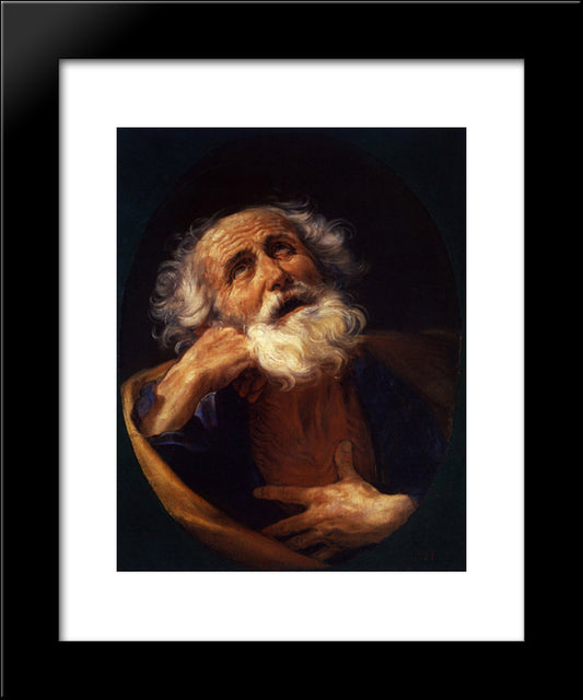 Saint Peter 20x24 Black Modern Wood Framed Art Print Poster by Reni, Guido