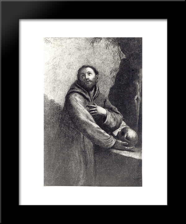 St. Francis 20x24 Black Modern Wood Framed Art Print Poster by Reni, Guido