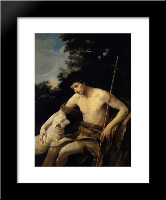 St. John The Baptist In The Wilderness 20x24 Black Modern Wood Framed Art Print Poster by Reni, Guido